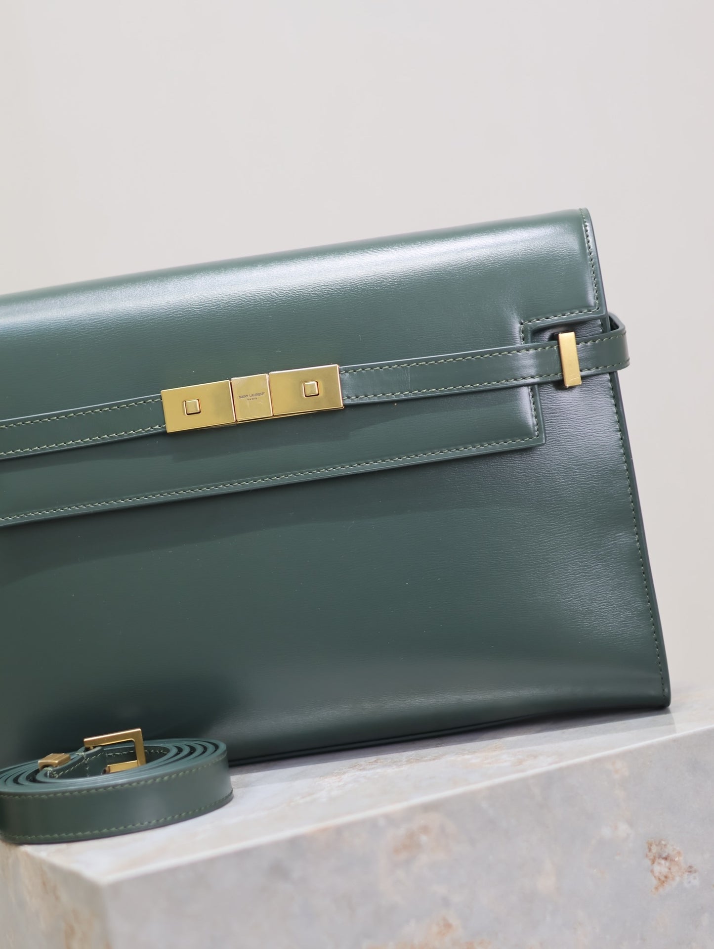 Crocodile-Embossed Leather Chain Bag