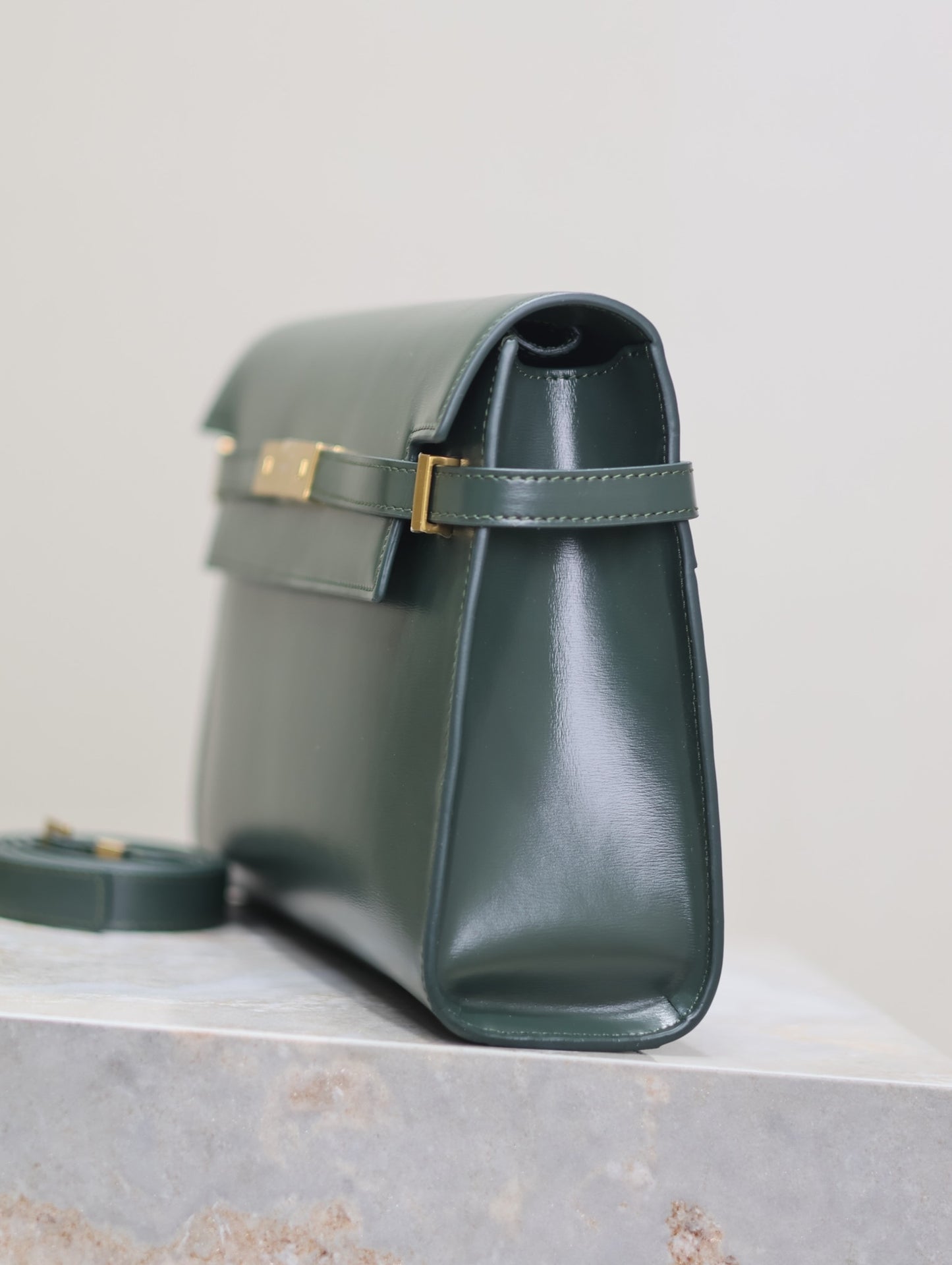 Crocodile-Embossed Leather Chain Bag