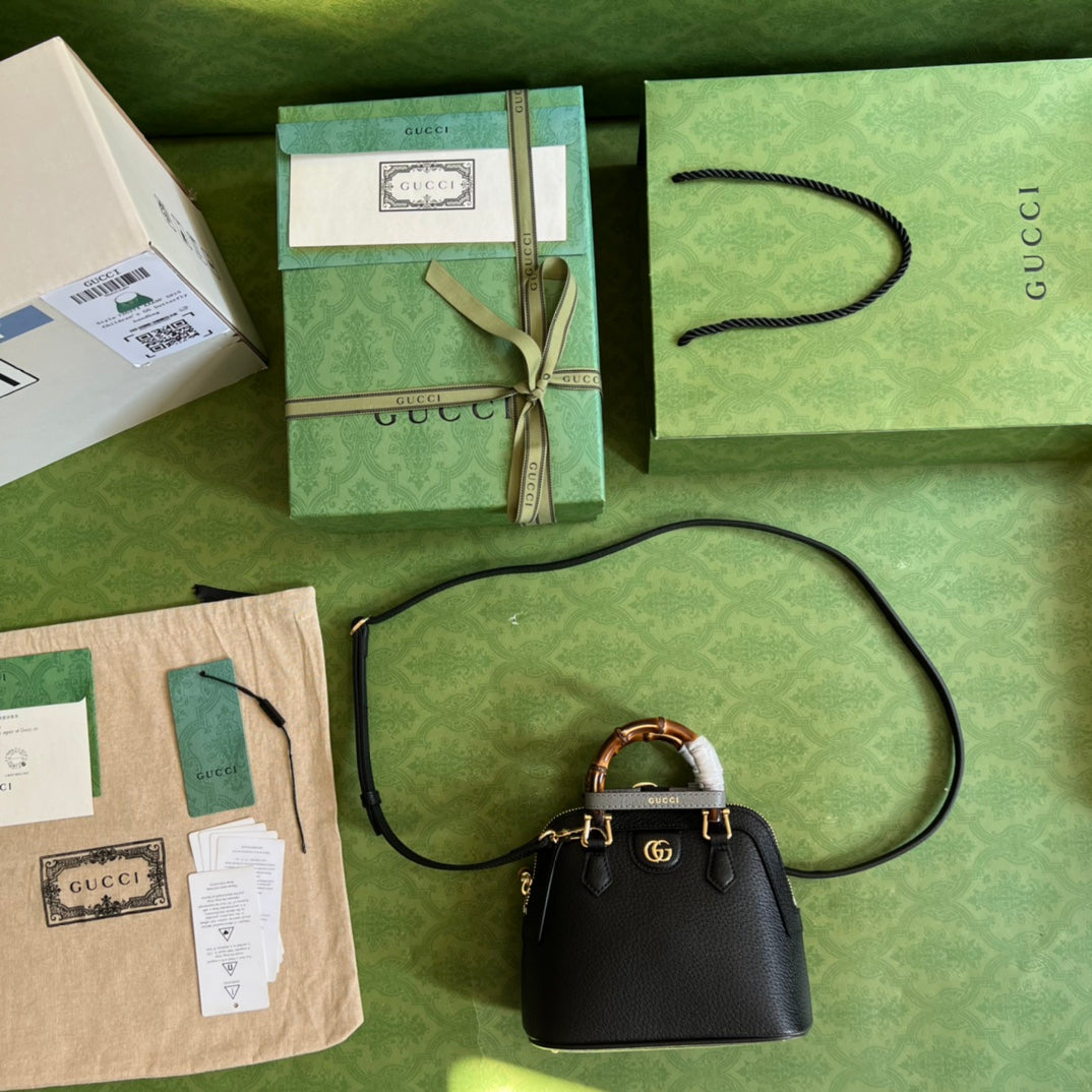 Diana Leather Bamboo Handle Bag