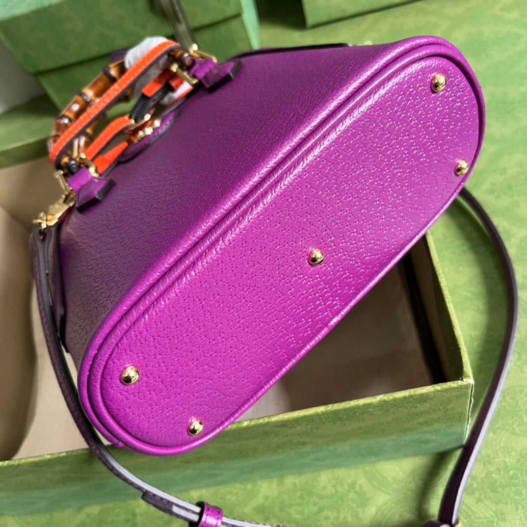 Diana Leather Bamboo Handle Bag