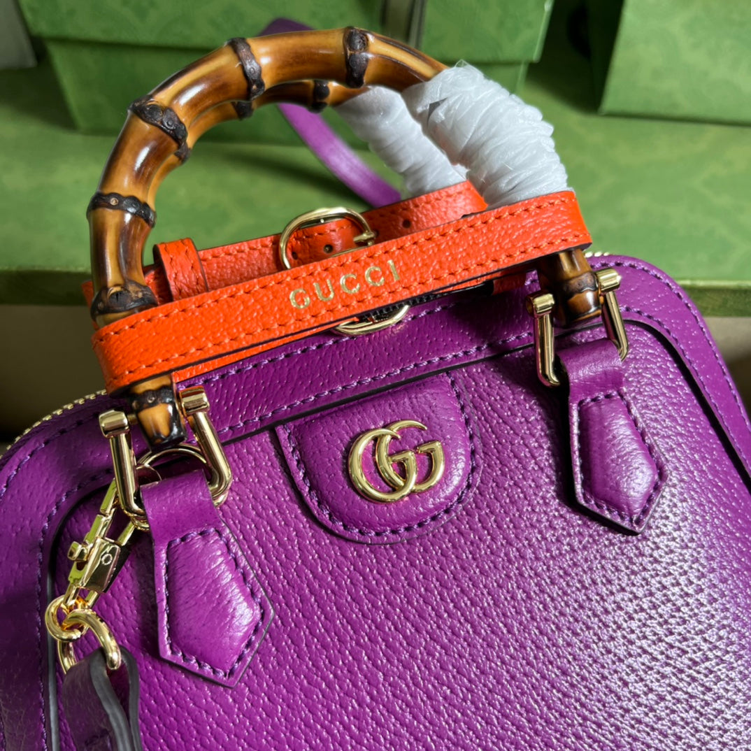 Diana Leather Bamboo Handle Bag