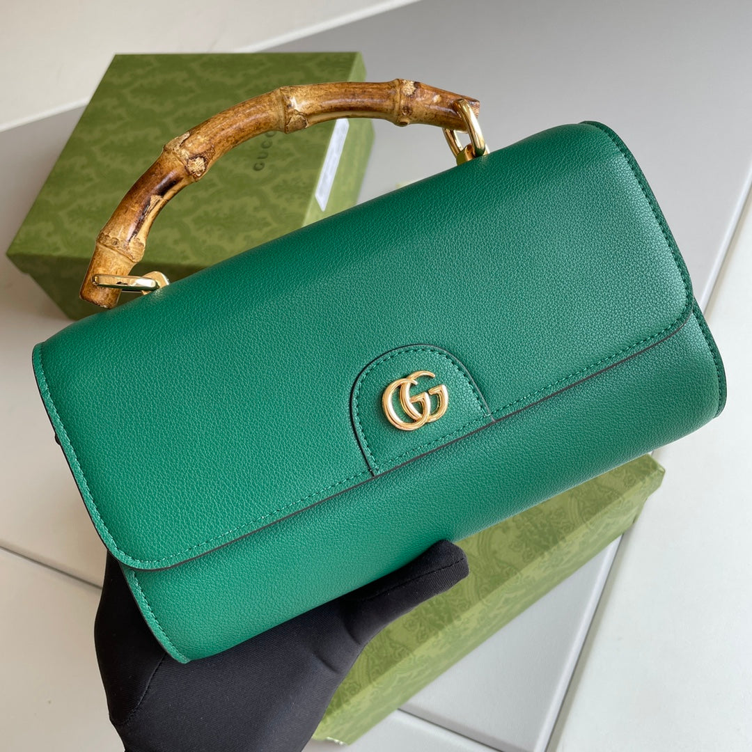 Bamboo Handle Leather Wallet with Chain