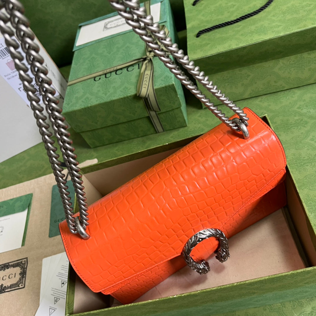 Croc-Embossed Dionysus Shoulder Bag