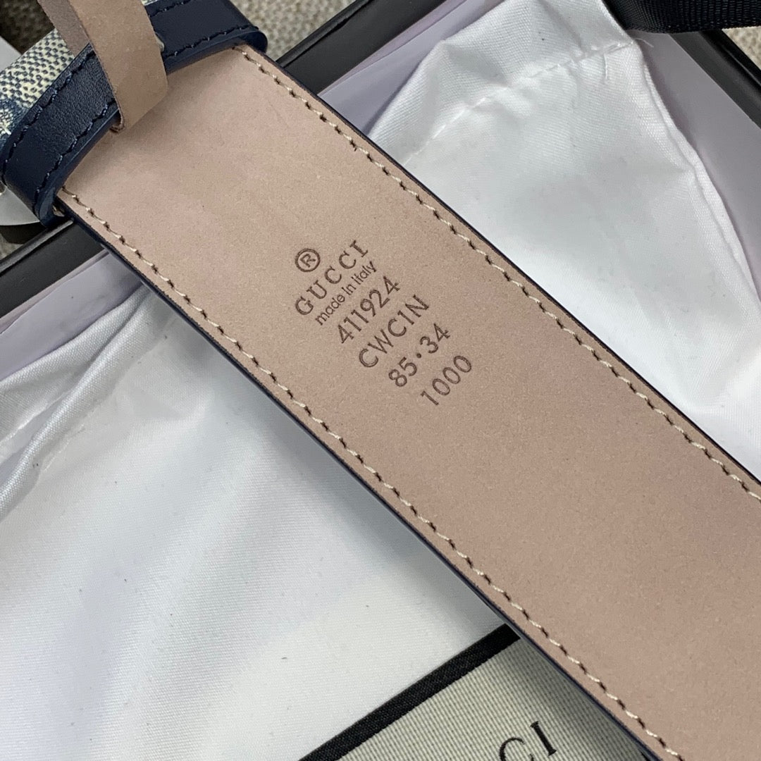 Monogram Canvas Belt with Silver GG Buckle