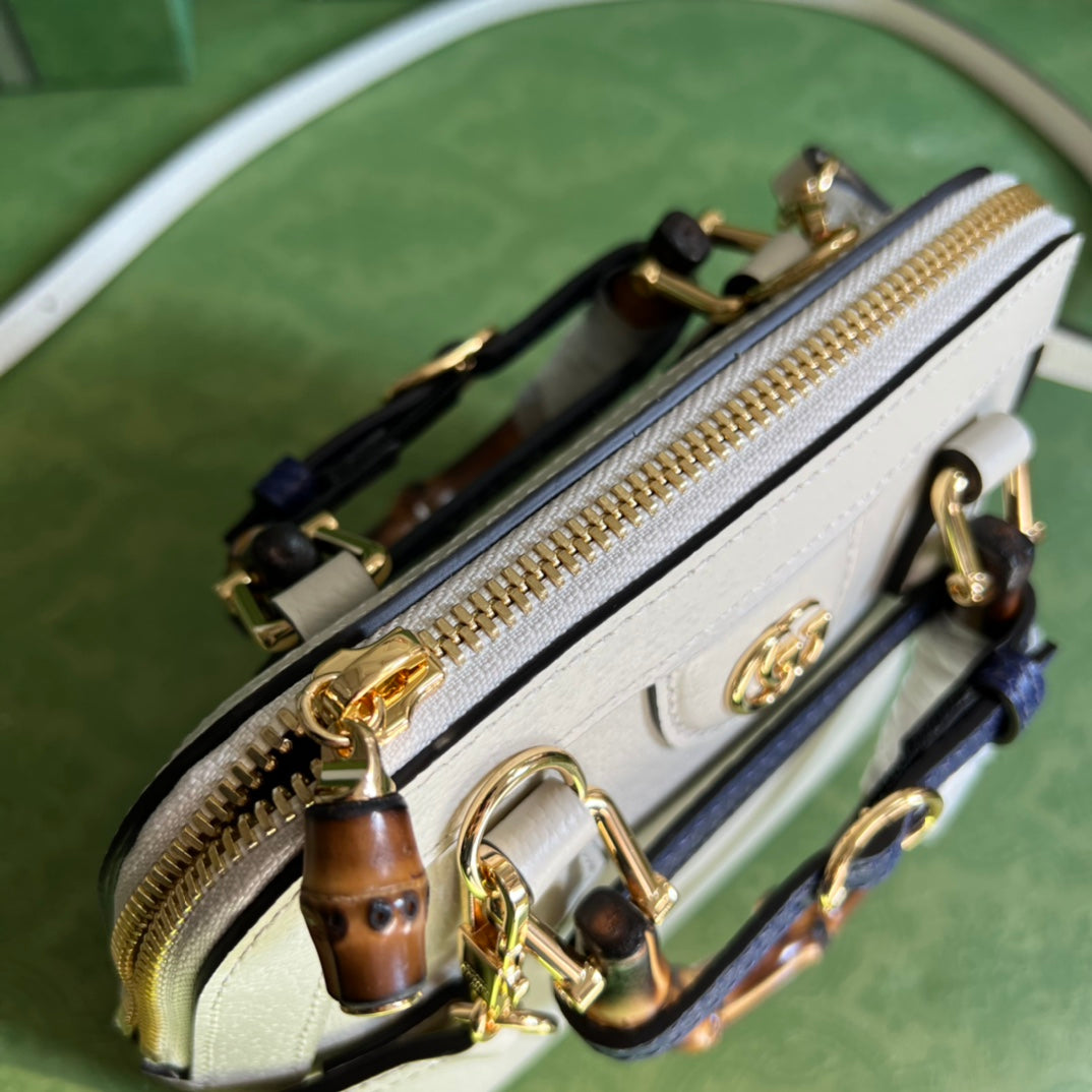 Diana Leather Bamboo Handle Bag