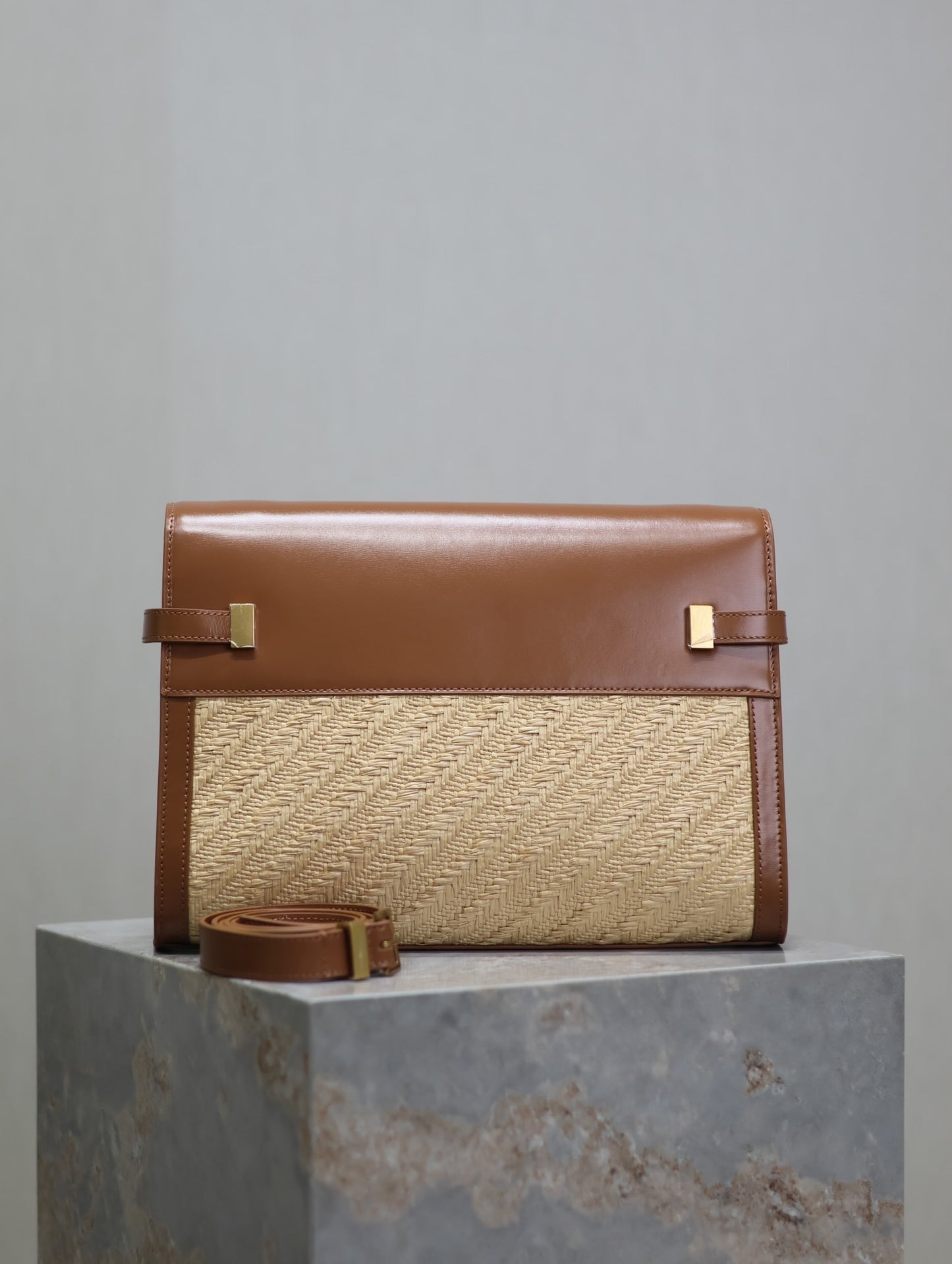 Crocodile-Embossed Leather Chain Bag