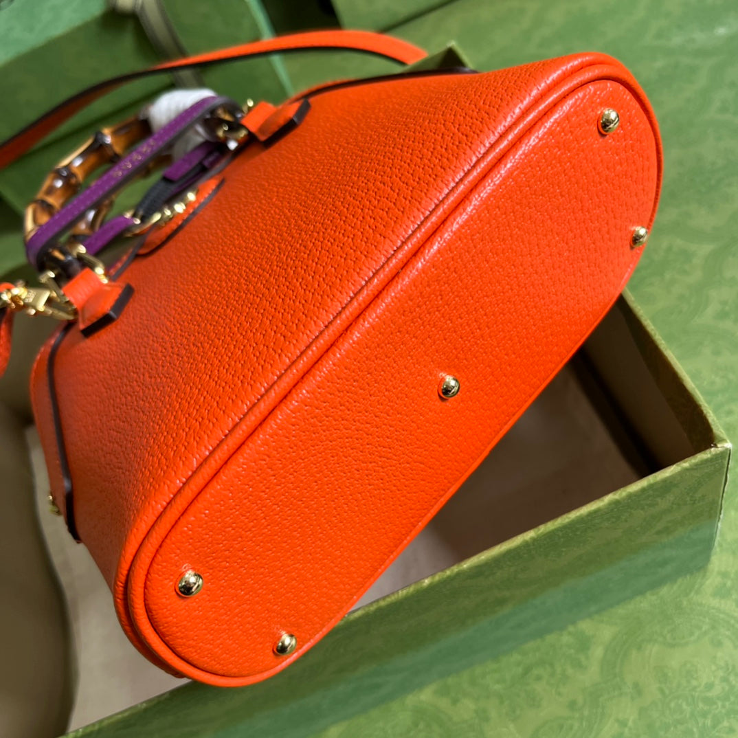 Diana Leather Bamboo Handle Bag