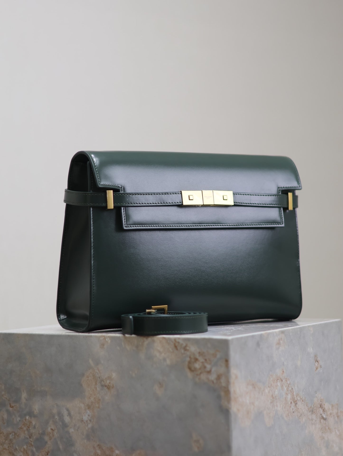 Crocodile-Embossed Leather Chain Bag