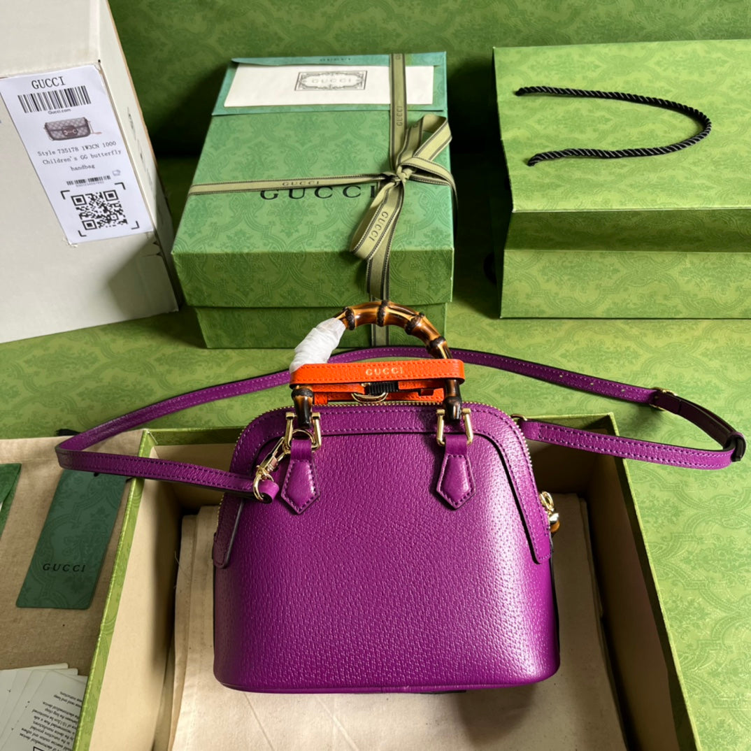 Diana Leather Bamboo Handle Bag
