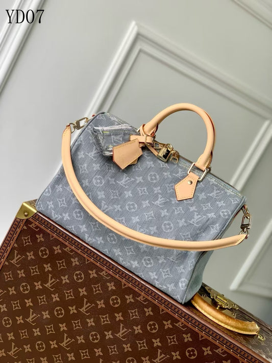 Monogram Denim Speedy Soft 30 Bag