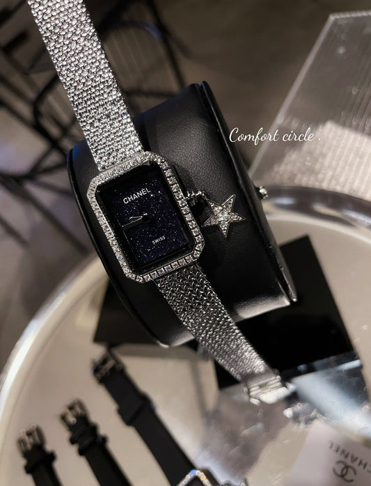 Midnight Sparkle Watch with Crystal Bezel & Star Charm