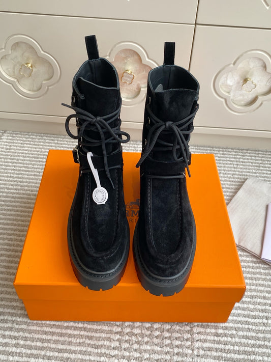 Land Suede Lace-Up Combat Boots