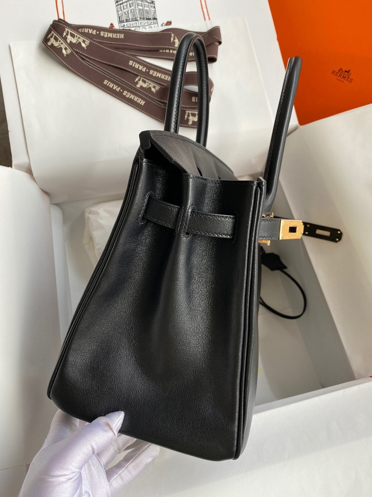 Birkin 25cm Swift Calfskin Leather Handbag