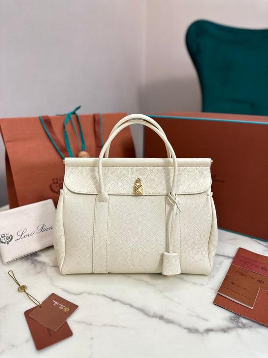 Loom Leather Tote Bag in White