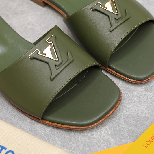 Green Leather Slippers
