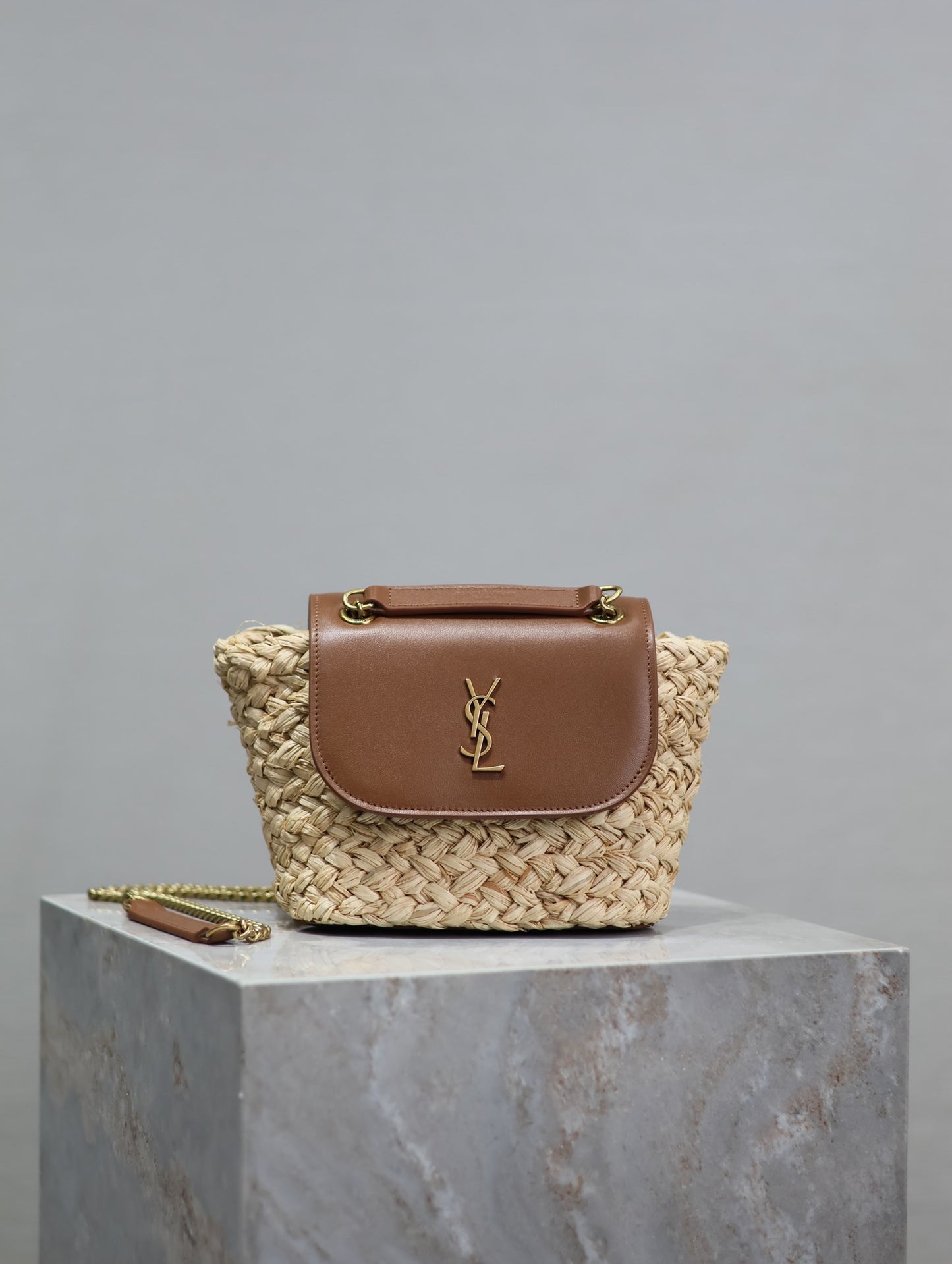 Mini Manon Straw & Leather Bag