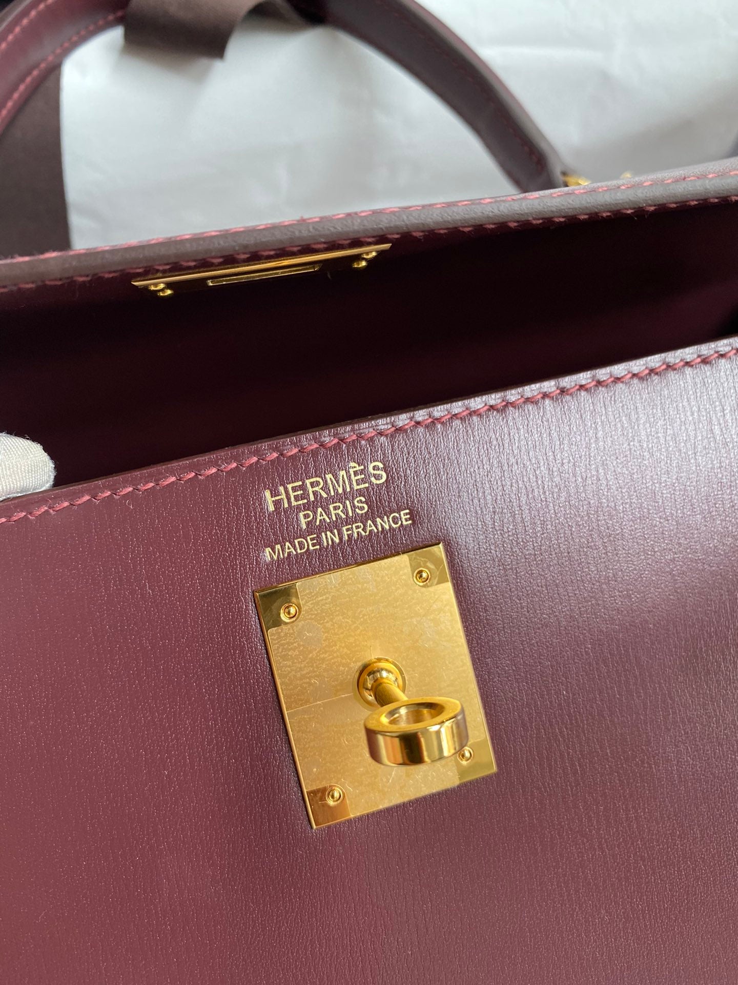 Kelly 32cm Box Leather Handbag