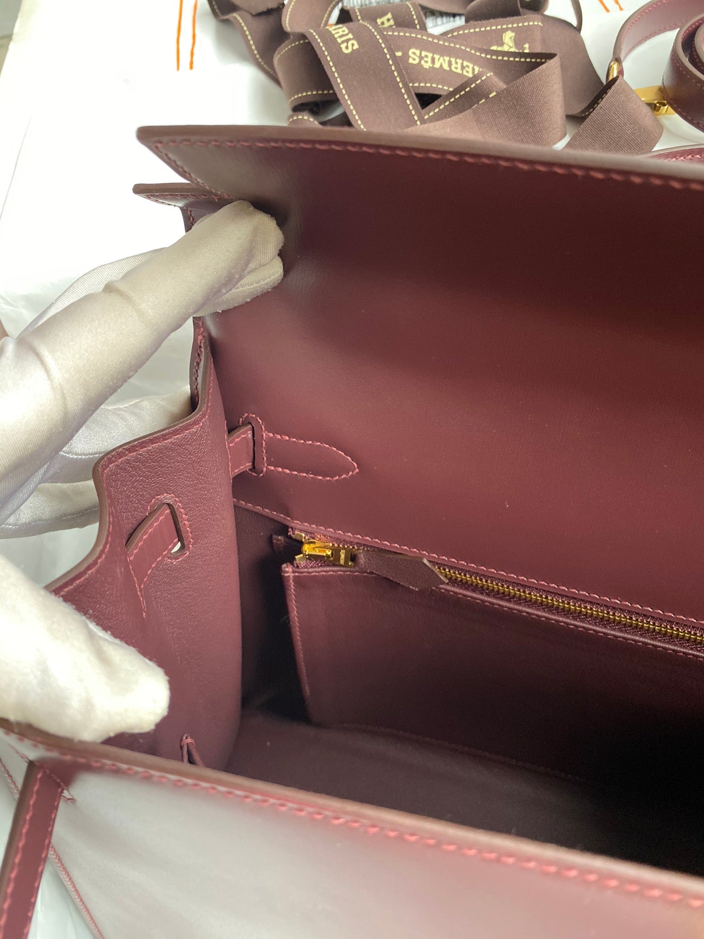 Kelly 32cm Box Leather Handbag