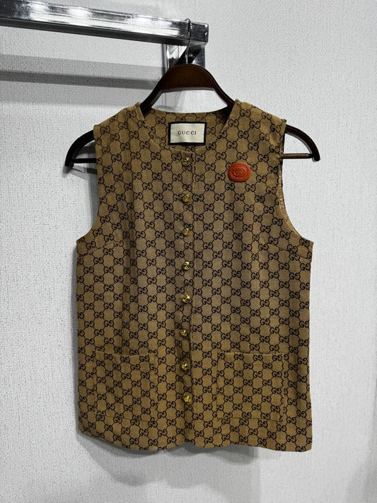 Monogram Sleeveless Vest & Wide-Leg Pants Set