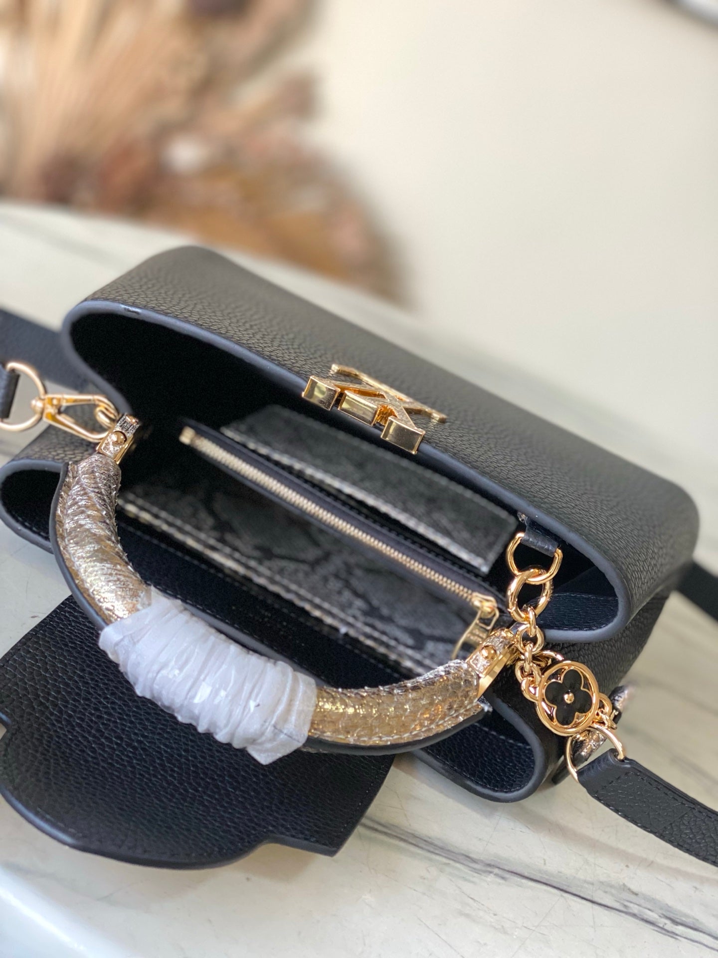 Capucines Mini Python Handle Bag