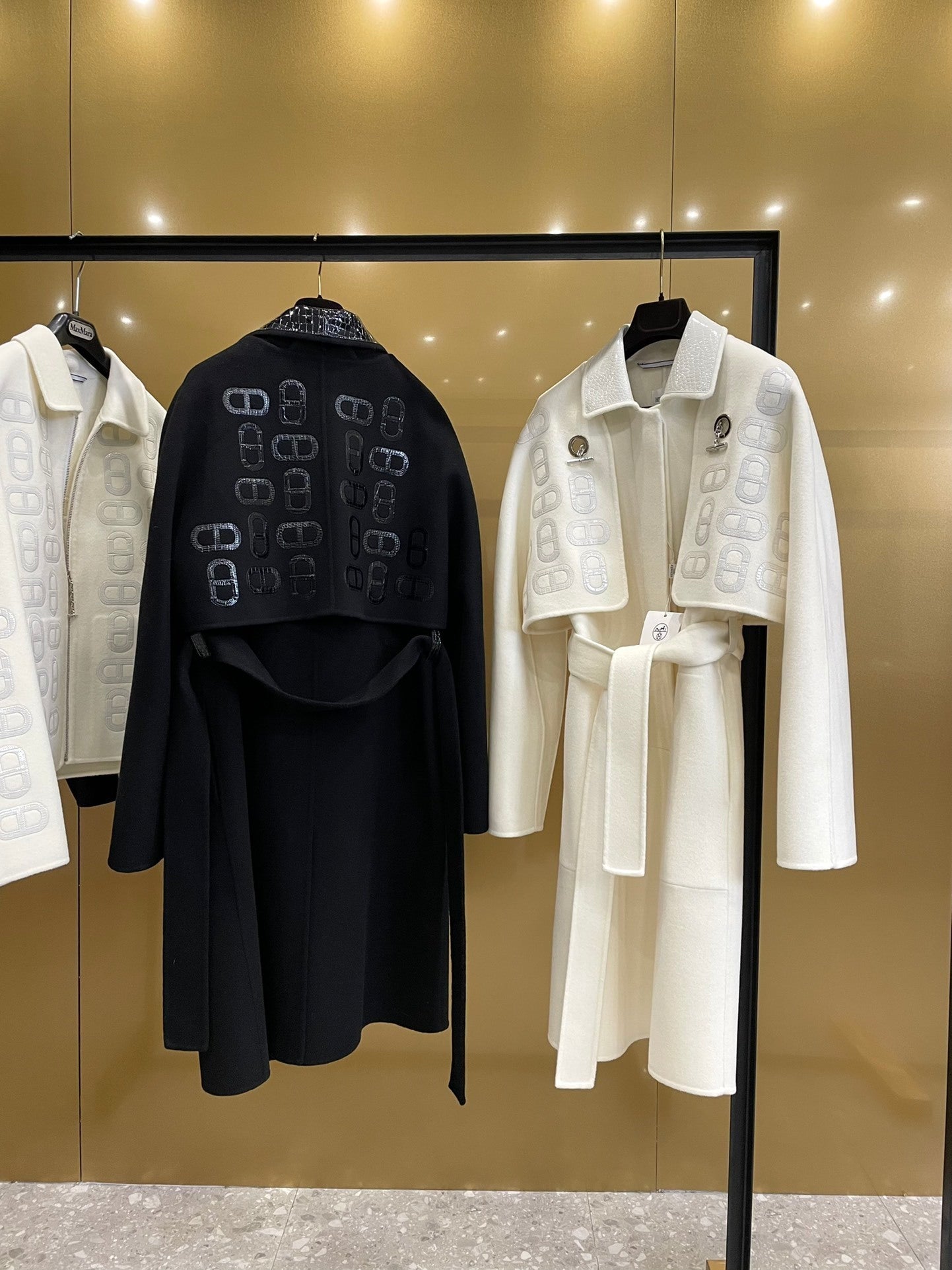 Embroidered Wool Long Coat