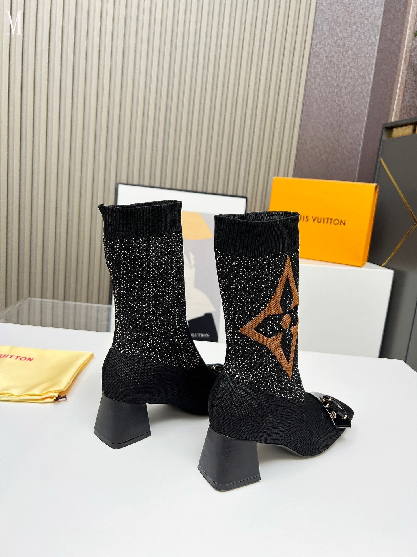 Monogram Knit Sock Ankle Boots