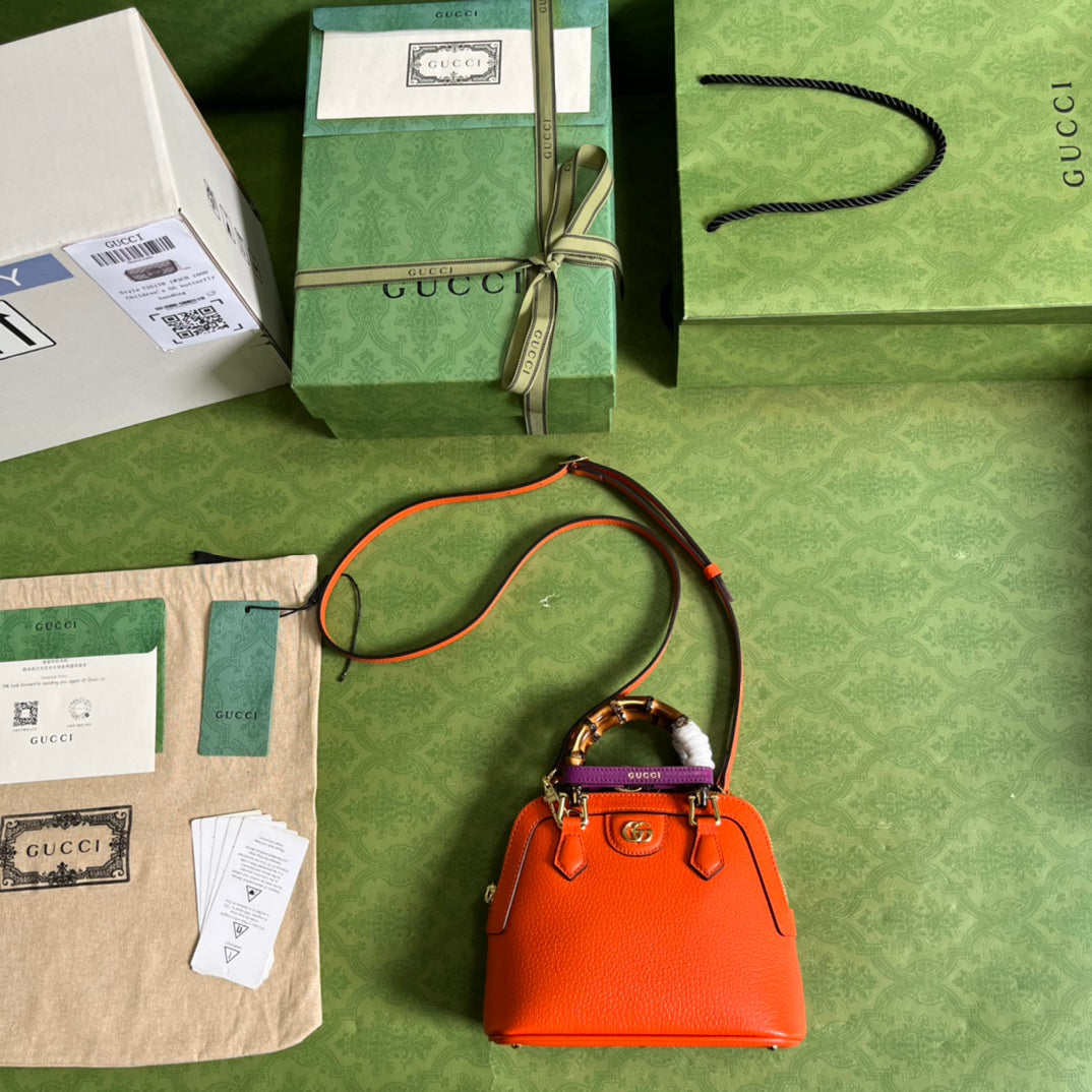 Diana Leather Bamboo Handle Bag