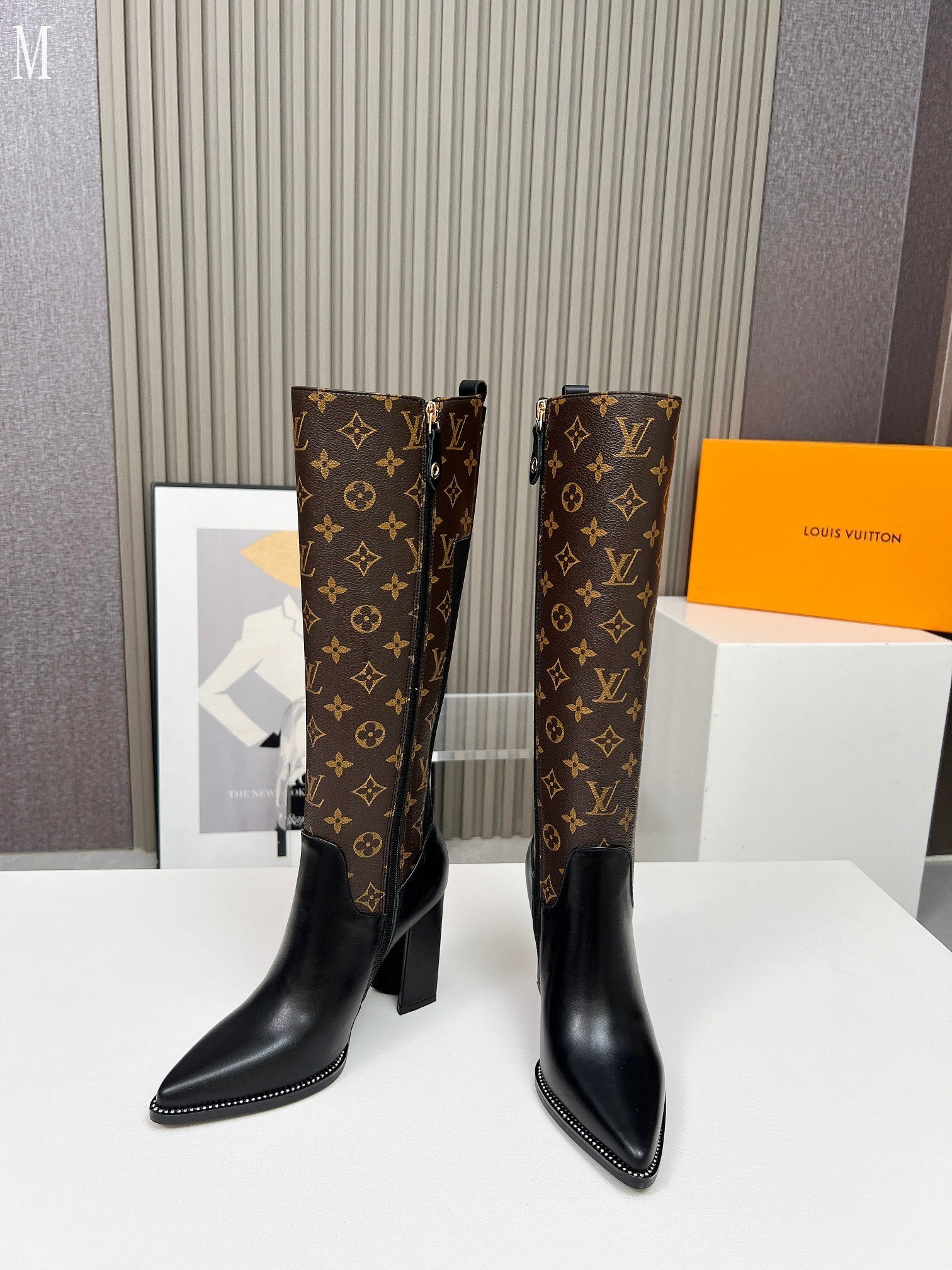 Monogram Knee-High Leather Boots