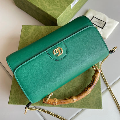 Bamboo Handle Leather Wallet with Chain