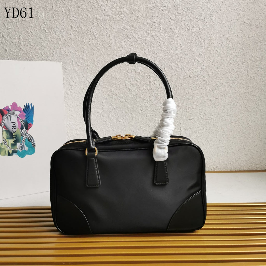 Re-Nylon and Saffiano Leather Two-Handle Bag