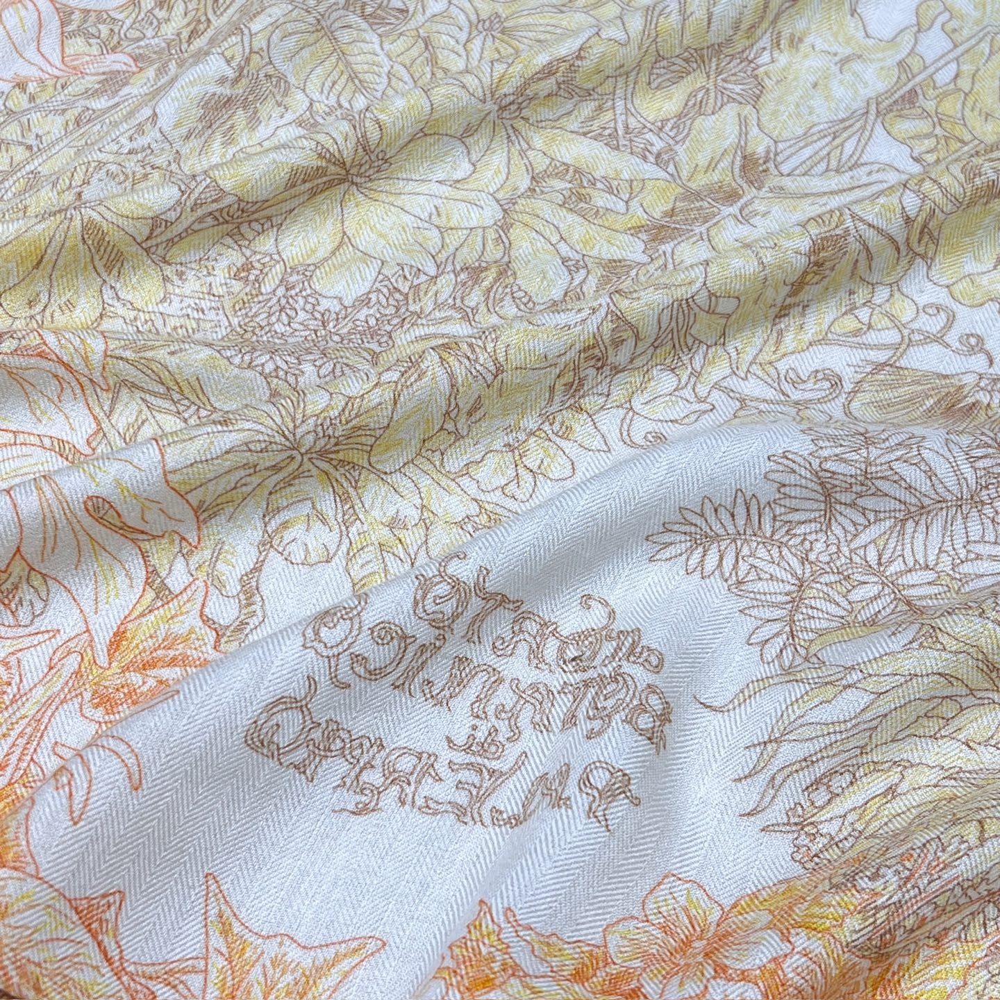 “Francois Houtin” Botanical Garden Cashmere & Silk Shawl 136 x 137 cm