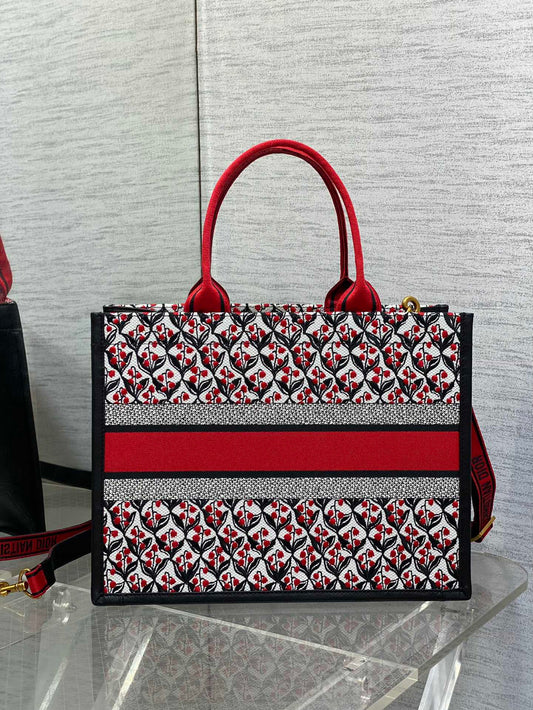 Canvas Tote Bag with Leather Trim