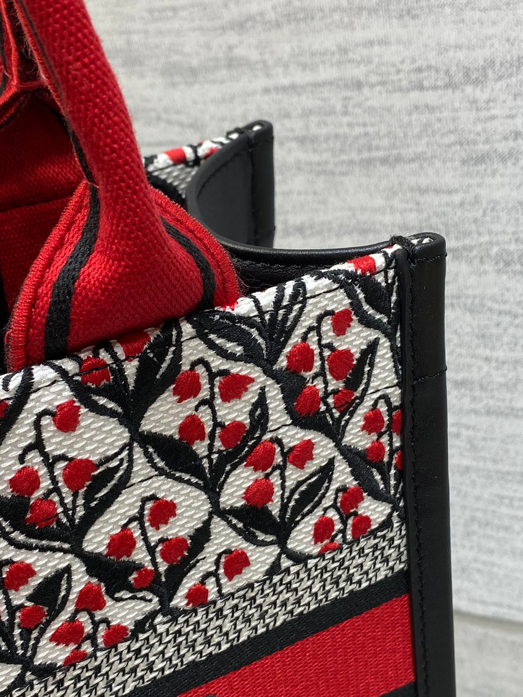 Canvas Mini Tote Bag with Leather Trim