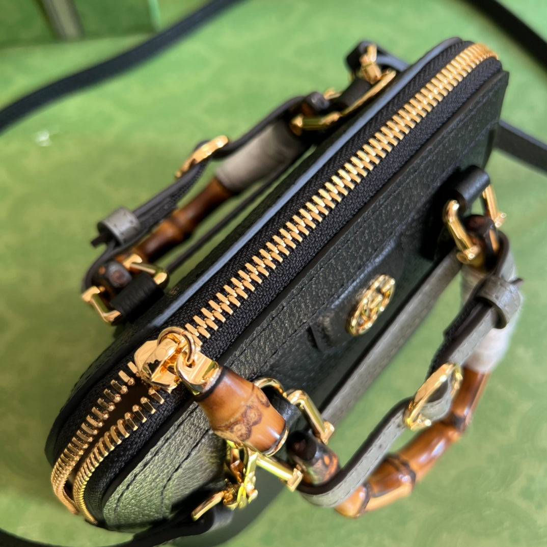 Diana Leather Bamboo Handle Bag