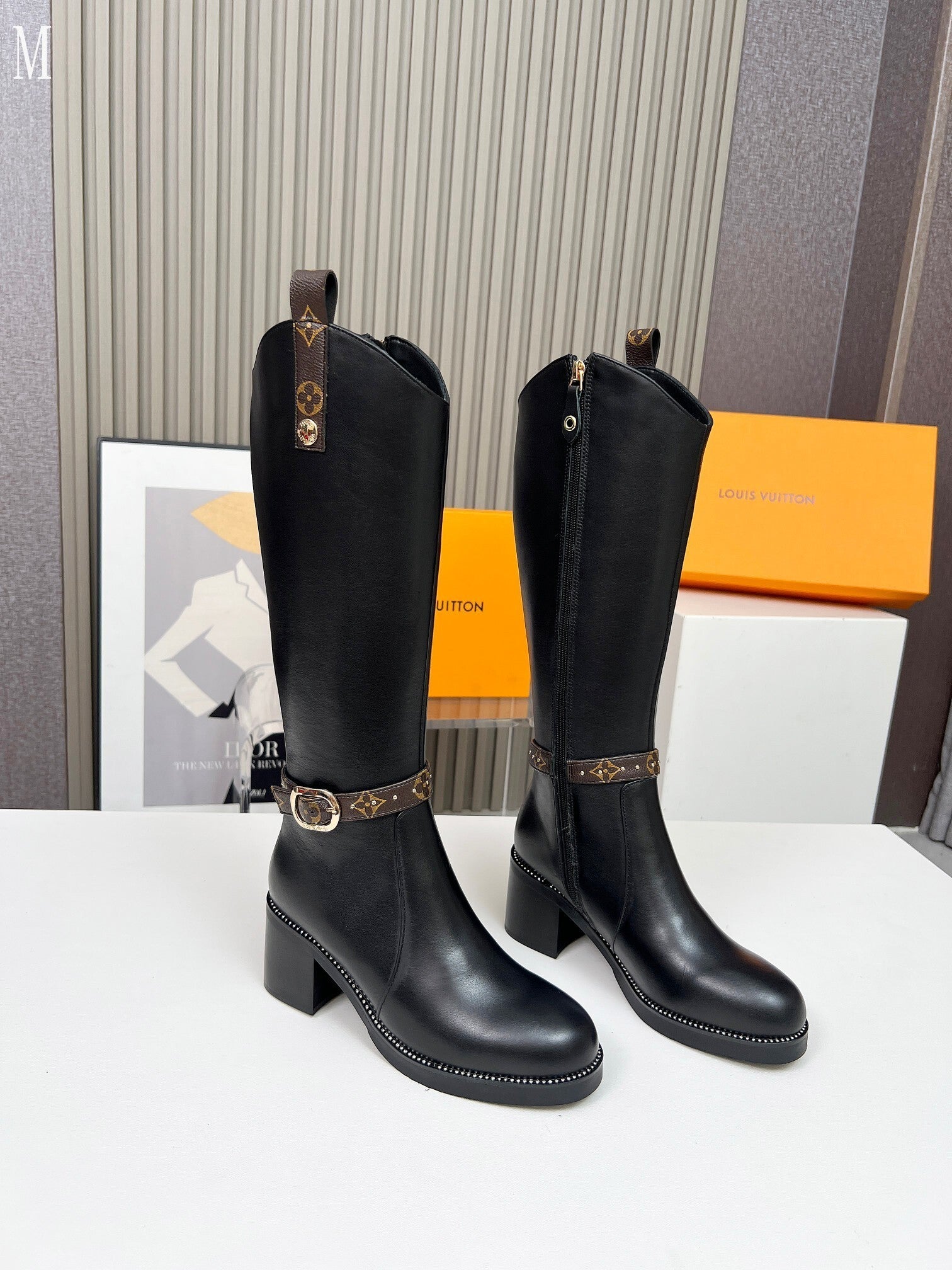 Black Knee-High Leather Boots