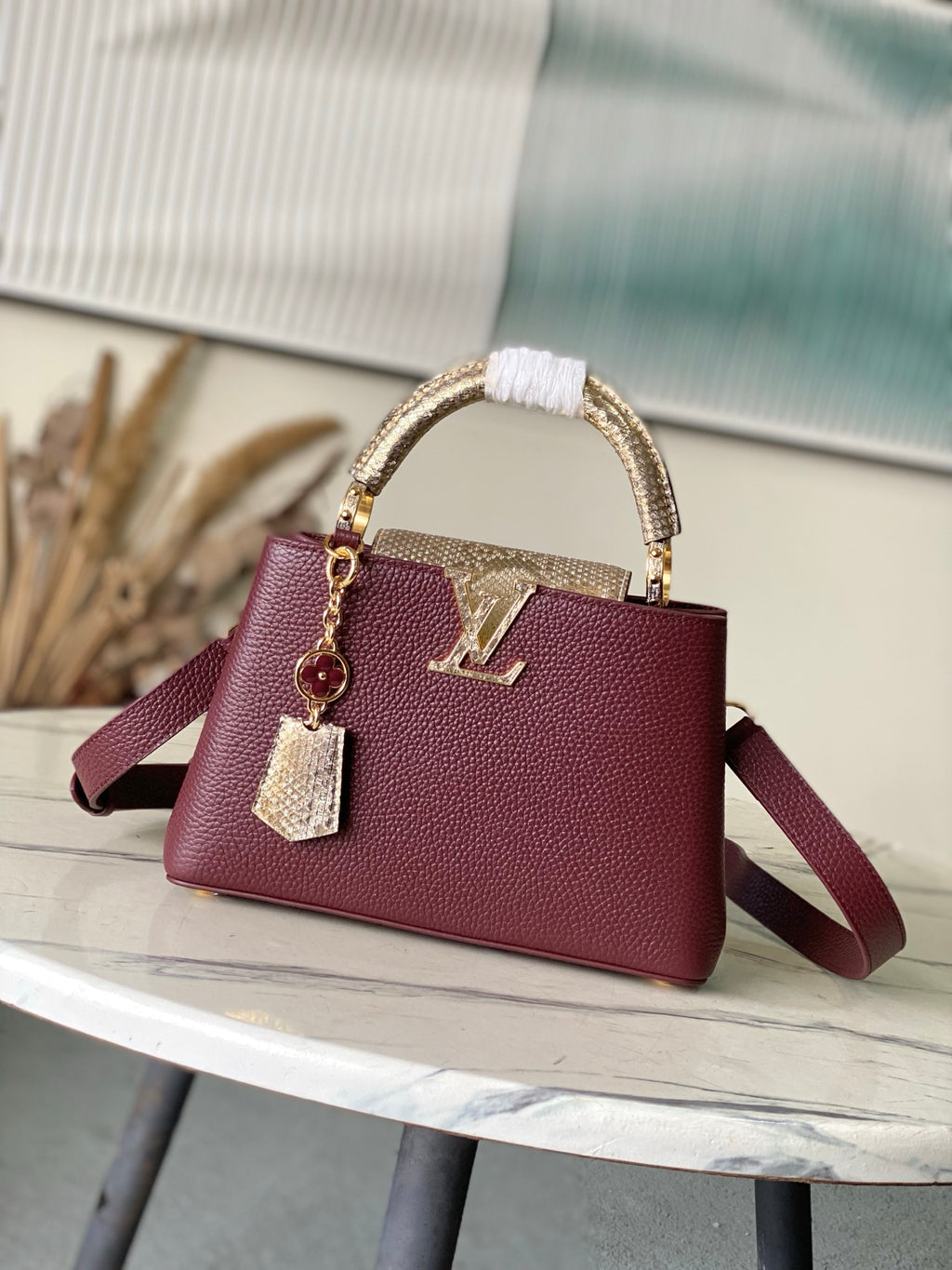 Capucines Mini Python Handle Bag