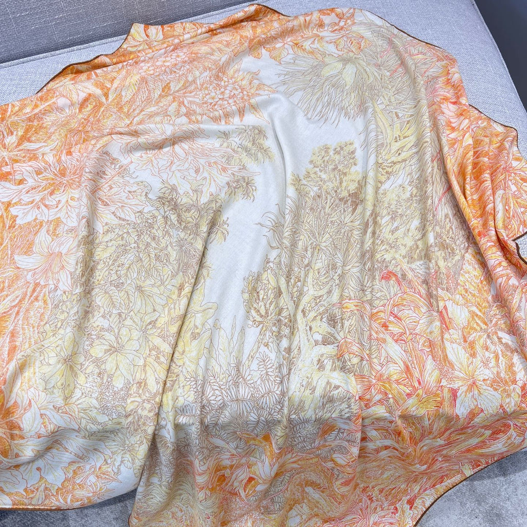 “Francois Houtin” Botanical Garden Cashmere & Silk Shawl 136 x 137 cm