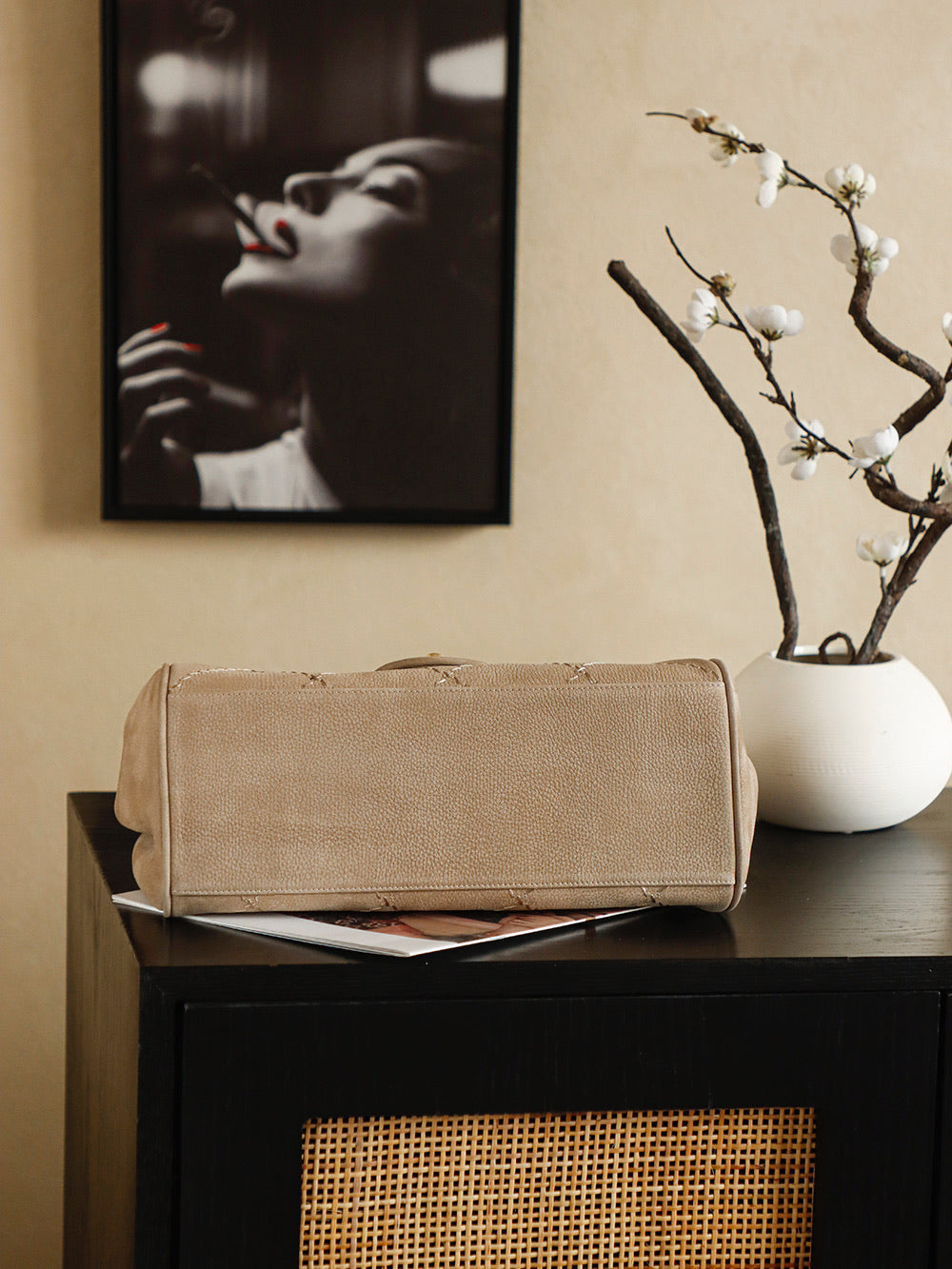 Suede Quilted Chain Underarm Bag