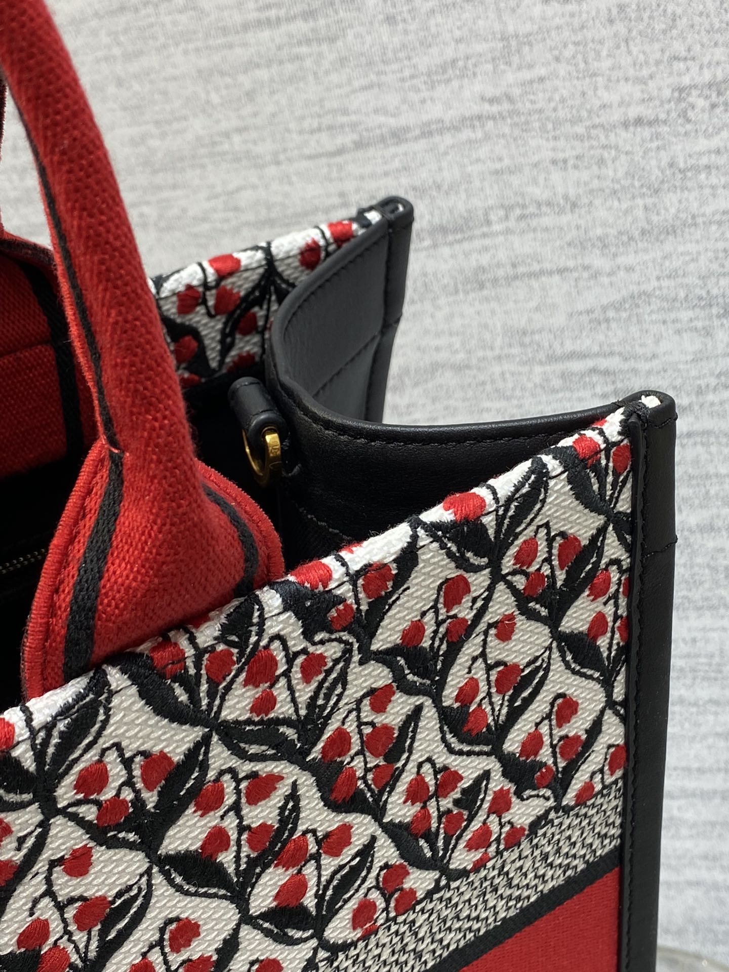 Canvas Tote Bag with Leather Trim