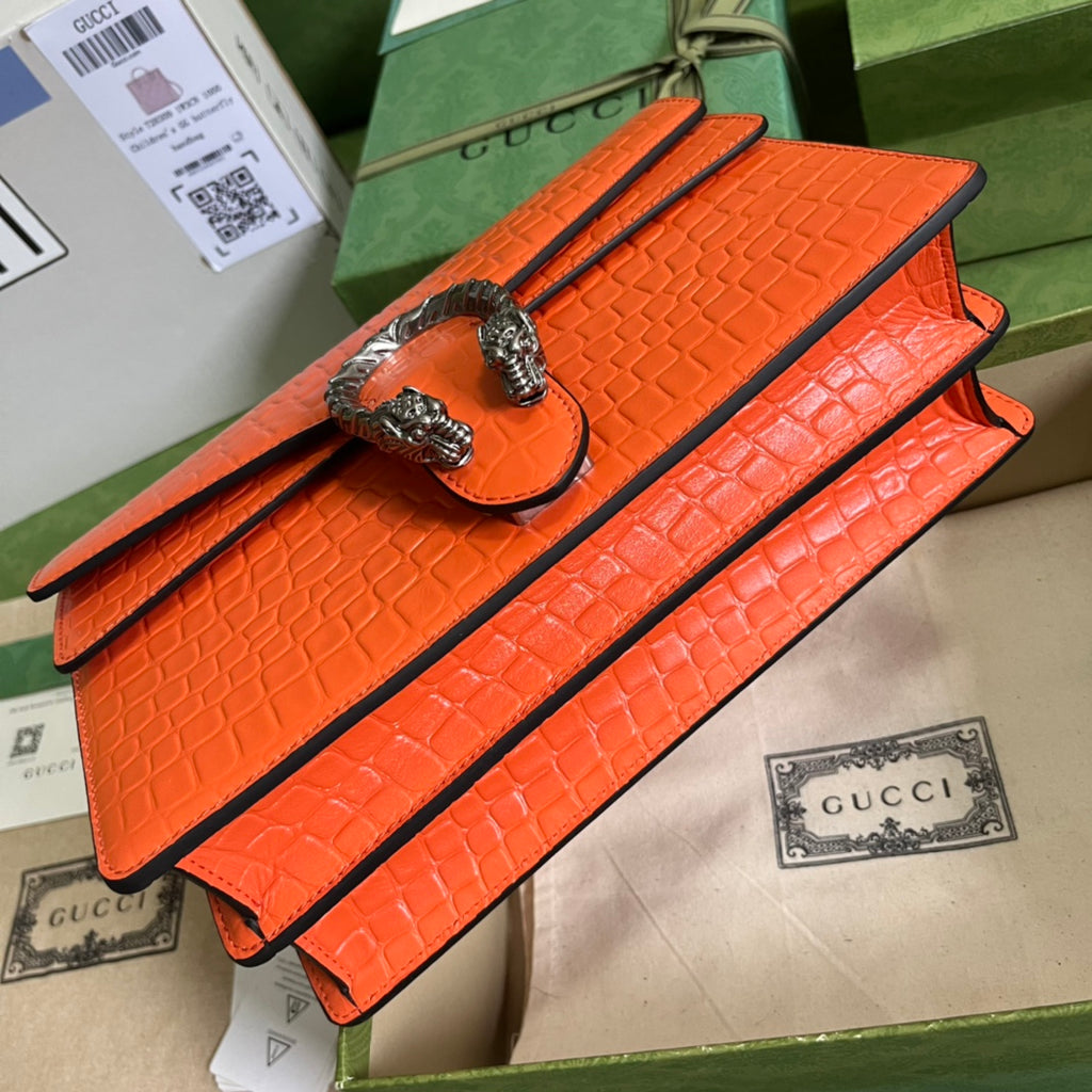 Croc-Embossed Dionysus Shoulder Bag