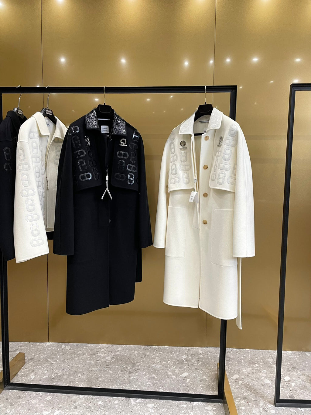 Embroidered Wool Long Coat