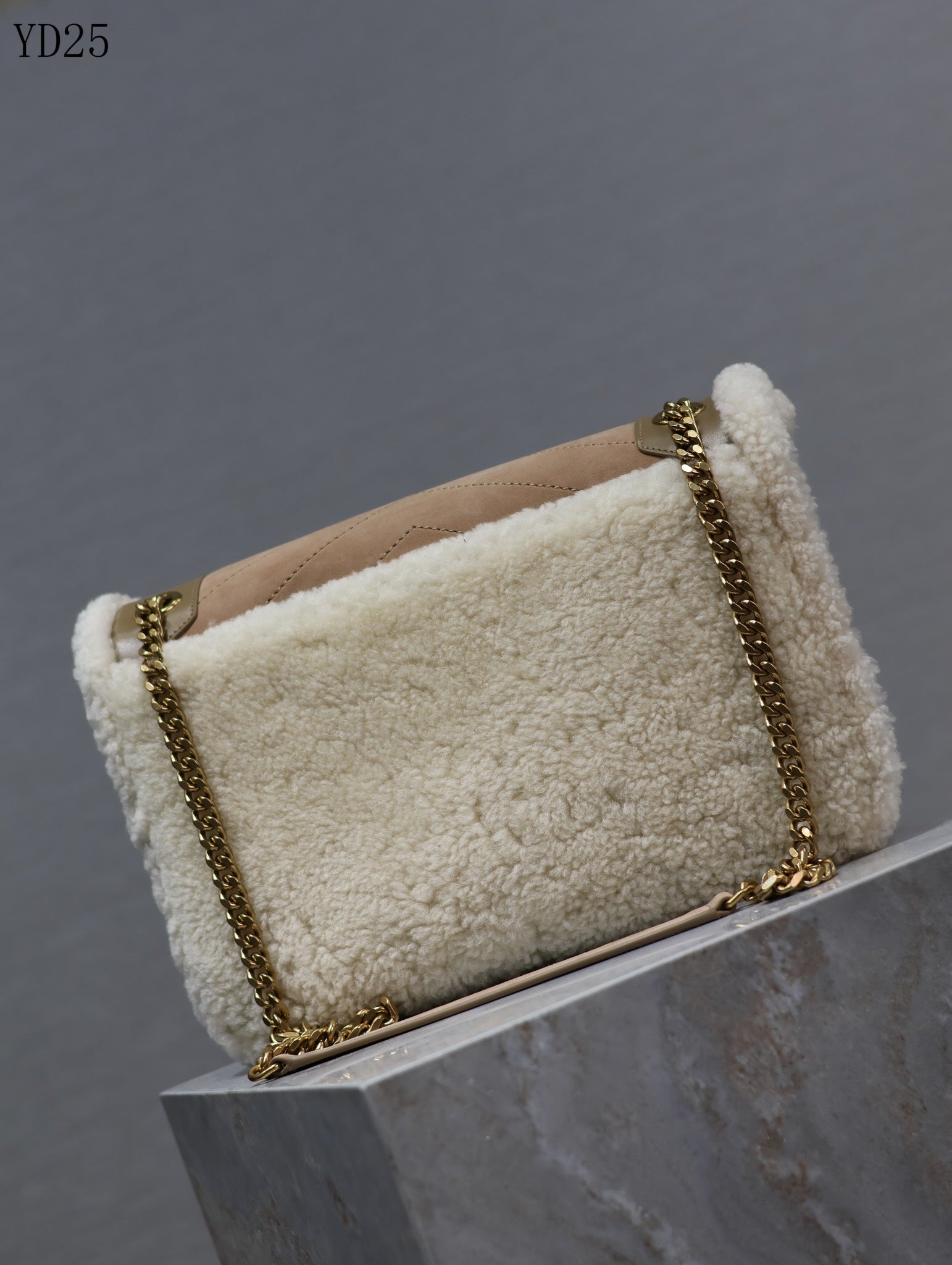 Niki Medium Shearling-Trimmed Suede Shoulder Bag