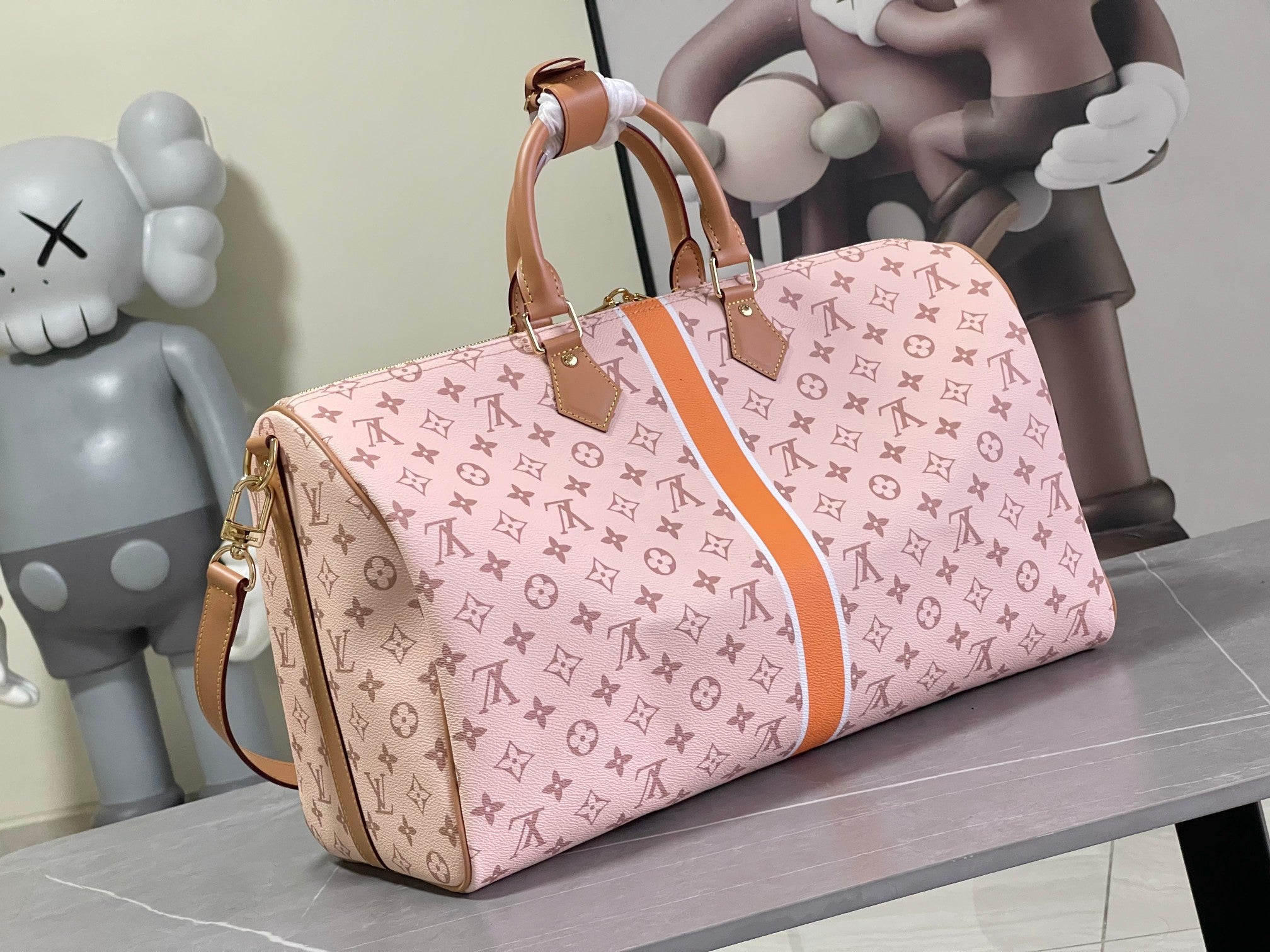 Keepall Bandoulière 50 – Pink Monogram Canvas with Vintage Logo Patch