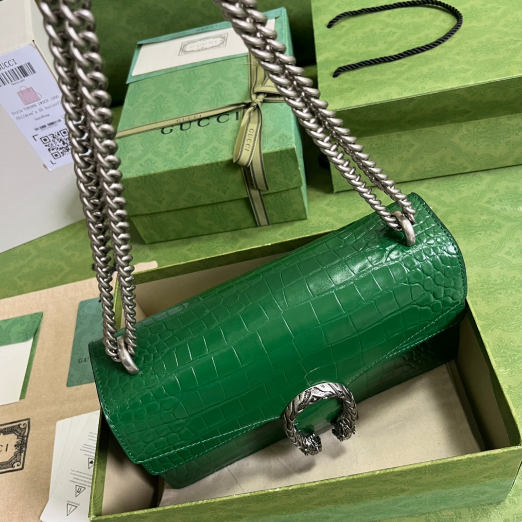 Croc-Embossed Dionysus Shoulder Bag