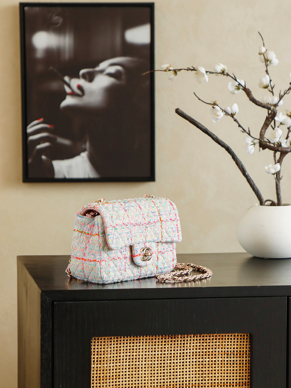 Classic Flap Tweed Chain Shoulder Bag 24