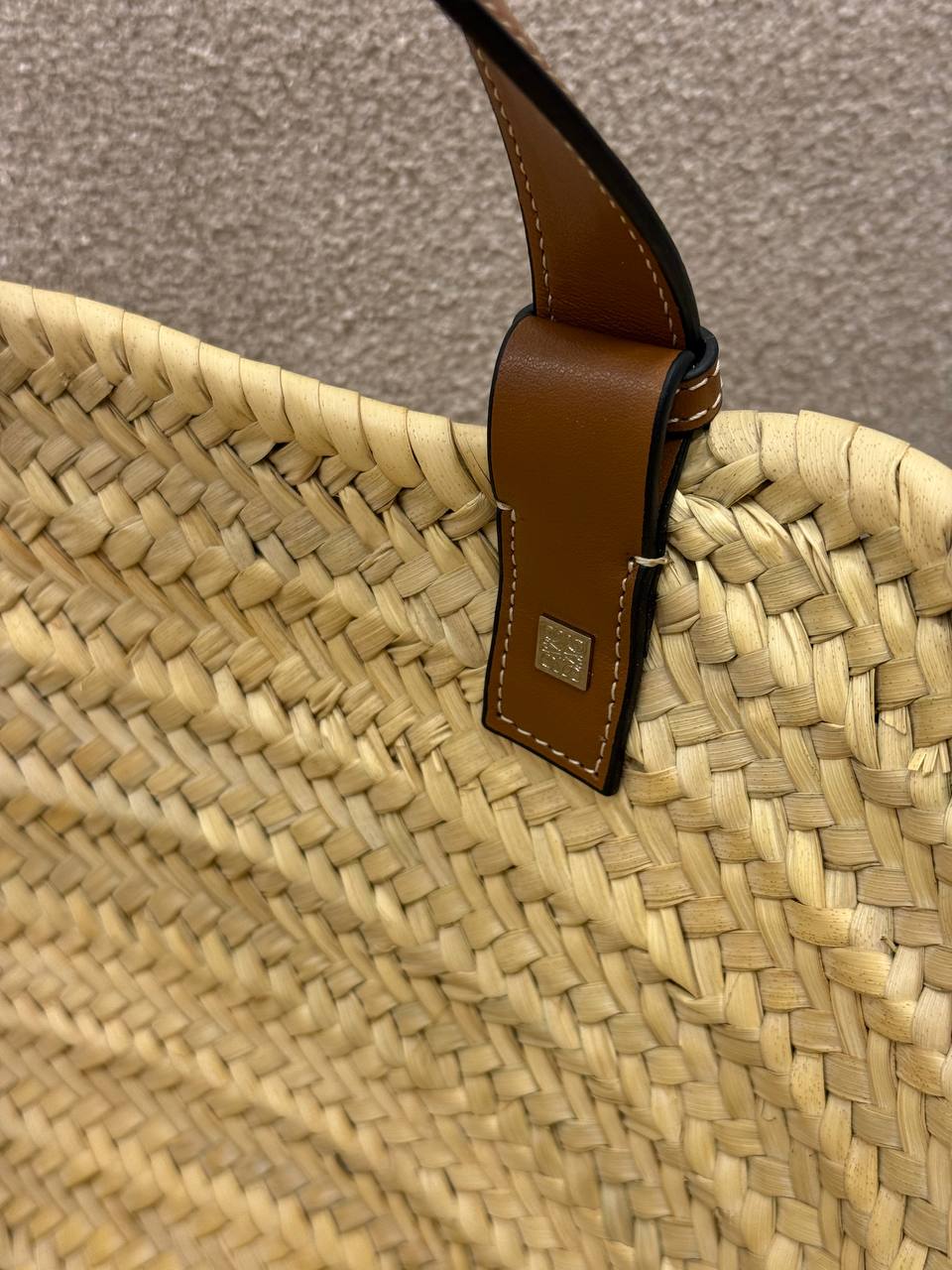 Basket Bag in Palm Leaf and Calfskin