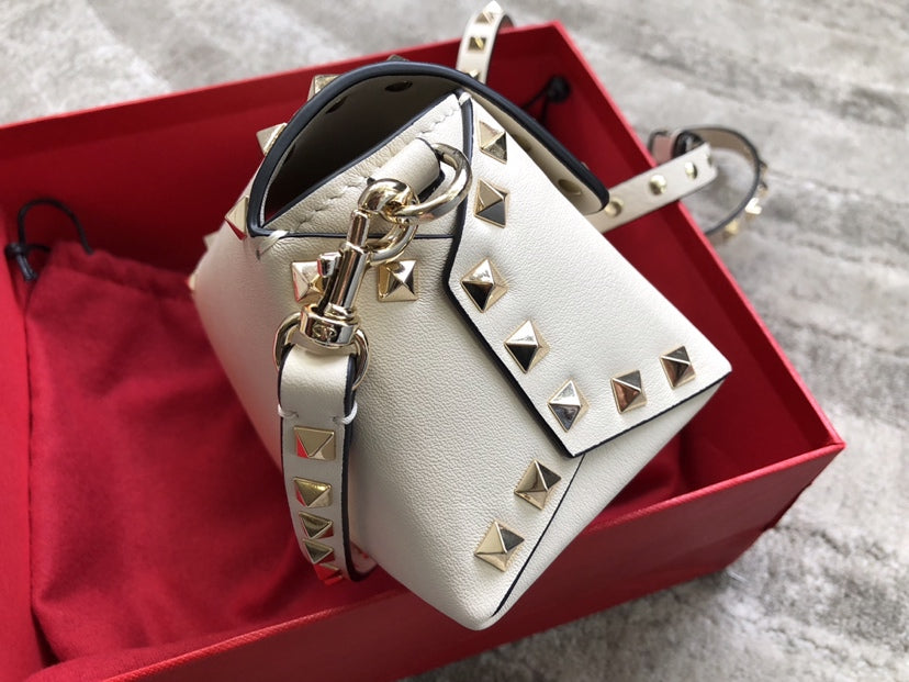 Rockstud Calfskin Shoulder Bag with Studded Strap