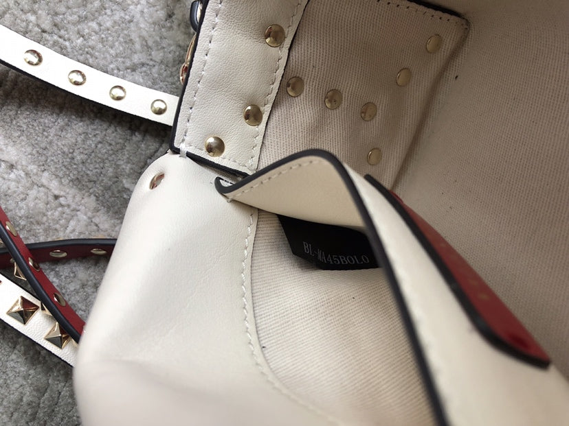 Rockstud Calfskin Shoulder Bag with Studded Strap