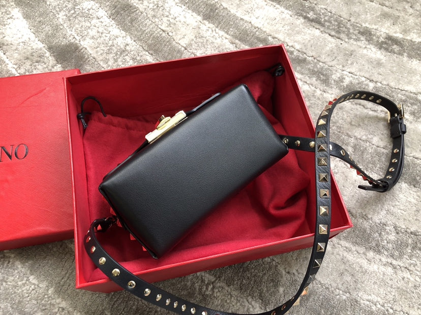 Rockstud Calfskin Shoulder Bag with Studded Strap