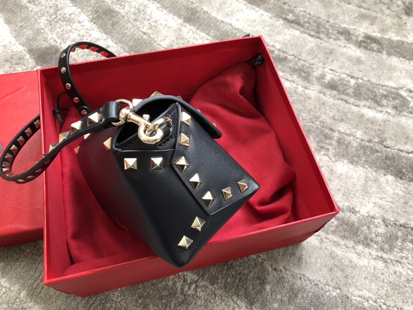 Rockstud Calfskin Shoulder Bag with Studded Strap